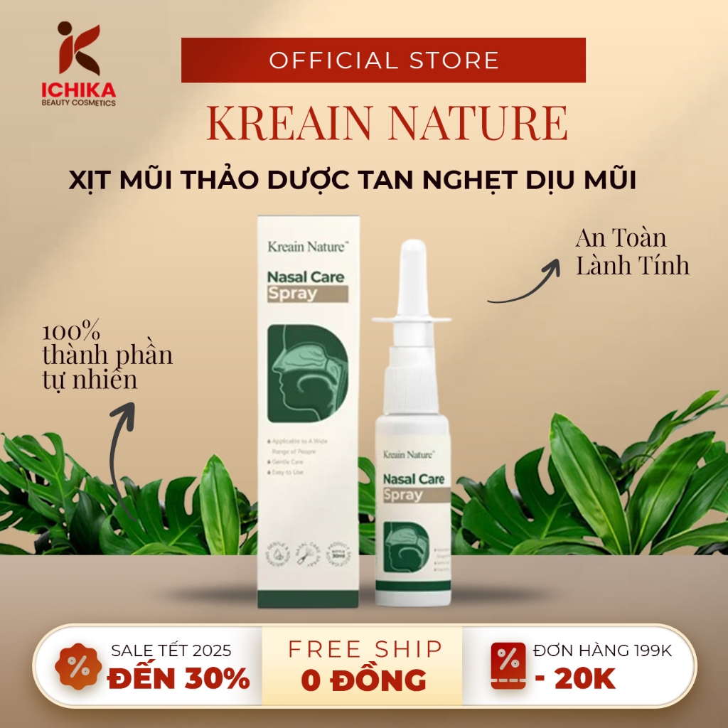 Xịt Thảo Dược Mũi KREAIN NATURE – Xịt Mũi KREAIN Giúp Giảm Nghẹt Mũi, Sổ Mũi, Hắt Hơi, Ngứa Mũi