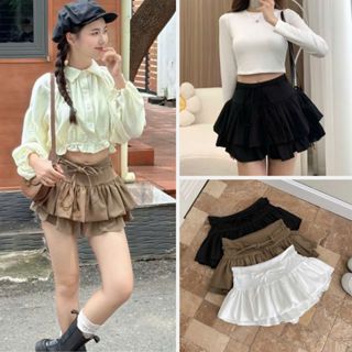  Chân Váy Kaki Ngắn Xếp Tầng Form Xòe Hack Dáng 3 Màu Labibi 