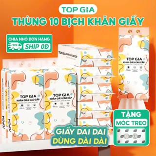 [SIZE XL - PREMIUM] Giấy vệ sinh treo tường TopGia thùng 10 12 8 6 bịch đa sắc 1280 tờ 4 lớp