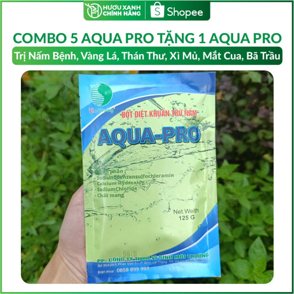 [COMBO 5 TẶNG 1] Bột Diệt Khuẩn Aqua Pro Đặc Trị Nấm Bệnh Trên Cây, Vàng Lá, Thán Thư, Xì Mủ, Mắt Cu