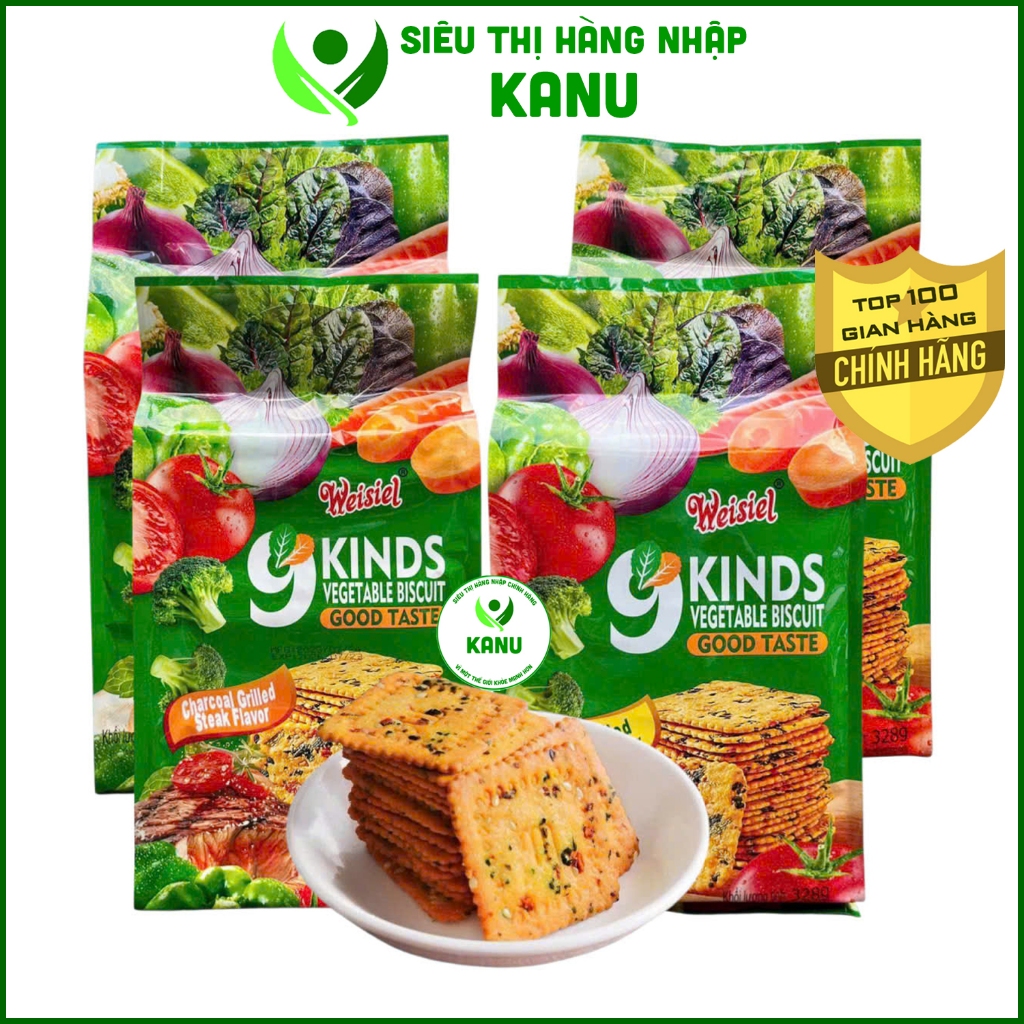   4 vị  Bánh quy ăn kiêng 9 loại rau củ quả Weisiel siêu ngon 328g ăn vặt healthy ngon rẻ 