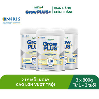  Combo 3 Sữa Bột Nutifood Sweden GrowPLUS+ Cao lớn vượt trội  Bạc  800g 
