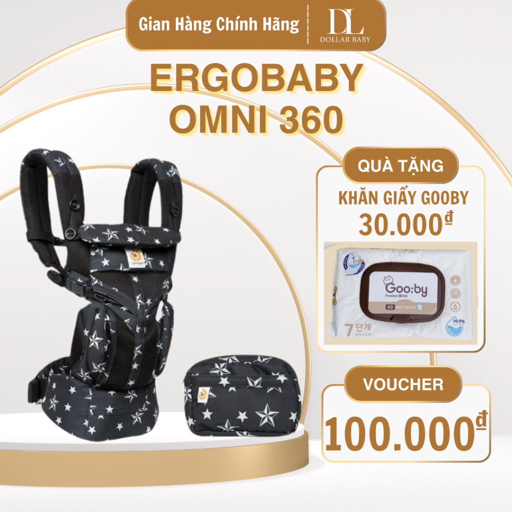 Địu Ergobaby Omni 360 Cool Air Mesh - Lưới Cool Air, Tốt Cho Hông Bé, Chuẩn IHDI - Chính hãng Mỹ