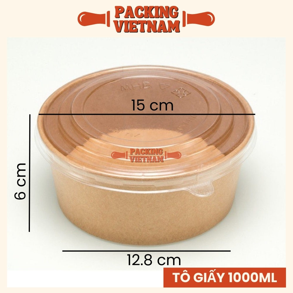 Set 50 Tô giấy kraft 1000ML - tô giấy đựng bánh bông lan trứng muối