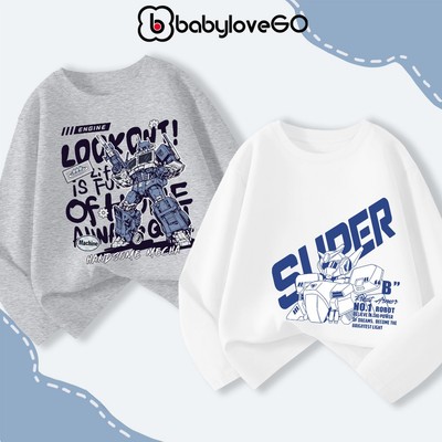 Áo thu đông dài tay bé trai BabyloveGO mẫu mới 2026 áo thun cổ bo tròn chất cotton mềm mại cho bé 1-10 tuổi