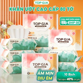[MỚI] Khăn ướt cao cấp Topgia 80 tờ mềm mại, không cồn không mùi, không parabens dành cho mẹ và bé