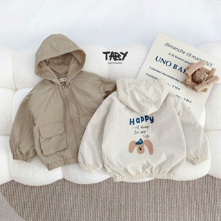  TABY  Áo khoác gió 2 lớp in hình cún happy chất liệu vải gió mềm nhẹ phối túi trendy cho bé trai bé gái 8-24kg 5314ADB 