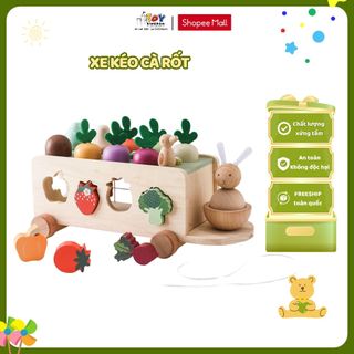 Đồ Chơi Gỗ Xe Kéo Nhổ Cà Rốt TOYKINGDOM - Đồ Chơi Gỗ Montessori Tự Nhiên An Toàn Giáo Dục Sớm Cho Trẻ Từ 1 Tuổi