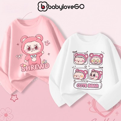 Áo thu đông cho bé gái BabyloveGO áo dài tay chất thun cotton mềm mịn thoáng mát cho bé 1-10 tuổi