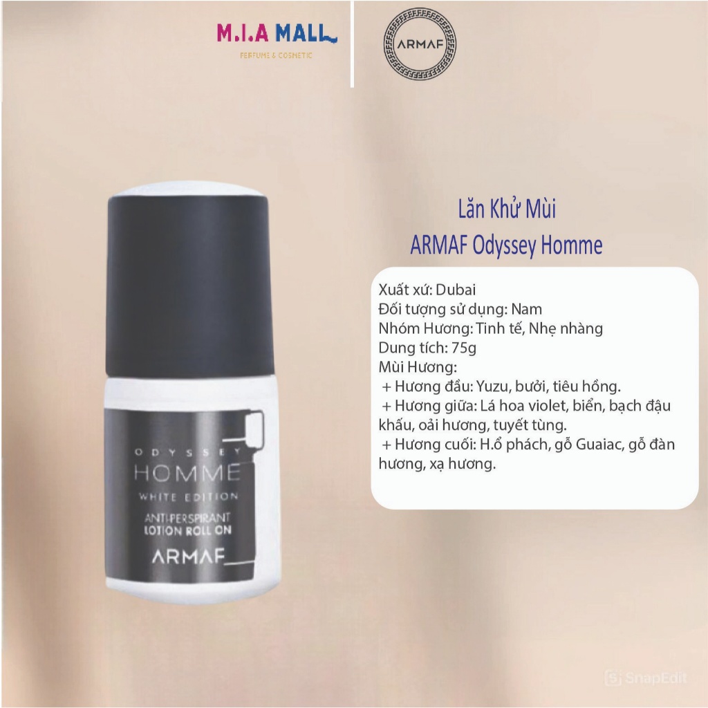 Lăn Khử Mùi ARMAF Odyssey Homme White 75ml