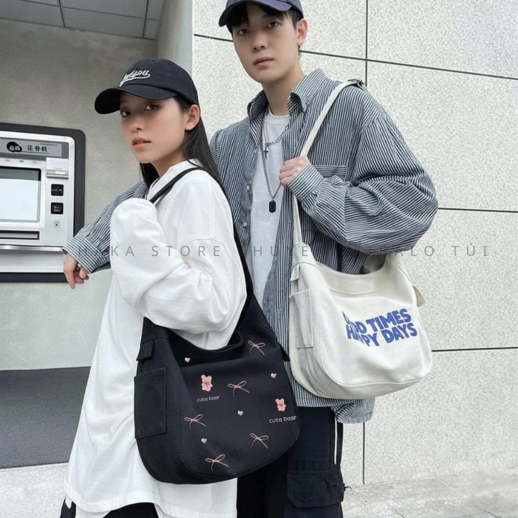 Túi Đeo Chéo Nữ vải canvas Túi Đeo Vai đi học đi chơi phong cách Hàn Quốc -Hakastore