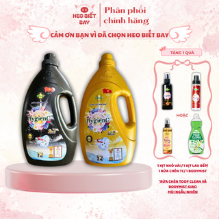   Tặng 1 Quà  Bộ 2 Can Nước Giặt Dưỡng Vải Thơm Như Giặt Tiệm HygienC Plus 2L - Lưu Hương 48h 