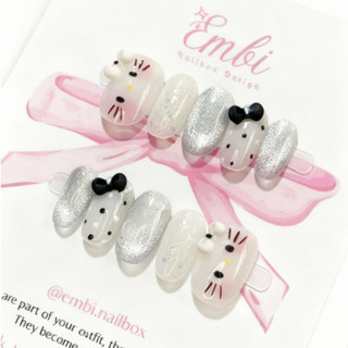  Nailbox móng giả thiết kế mắt mèo ánh trăng Hello Kitty Embi.nailbox E149 