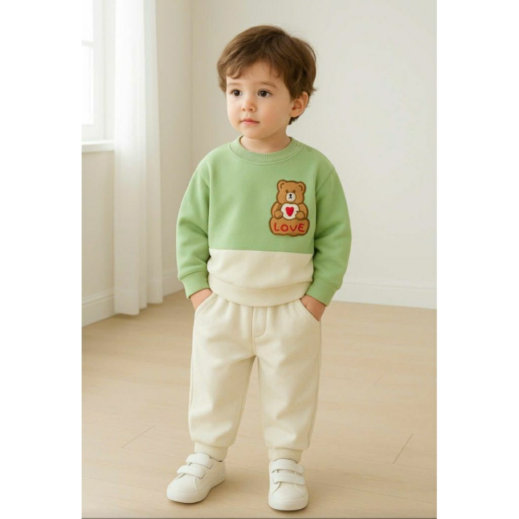 (Size 130) Bộ nỉ bông ấm xuất Hàn dư
