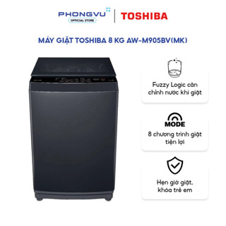Máy giặt Toshiba 8 kg AW-M905BV(MK) - Cửa trên,  8 chương trình, Tự cân nước, Phù hợp cho gia đình 3-5 người