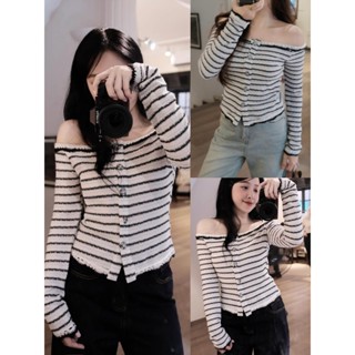 ÁO LEN TRỄ VAI KẺ NGANG CÚC ĐÃ SIÊU XINH PHÙ HỢP MẶC THU ĐÔNG - DÀNH CHO NỮ