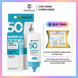 Kem Chống Nắng Garnier Super UV Anti - Acne Serum Sunscreen SPF 50+PA++++ 30ml Phổ Rộng Kiềm Dầu Đến 12H Hỗ Trợ Giảm Mụn