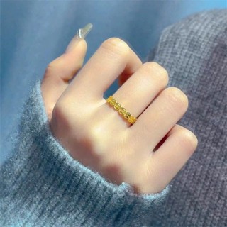  Nhẫn kim tiền bằng titan không gỉ mạ vàng 18k kiểu cổ điển sang trọng dành cho phái nữ 