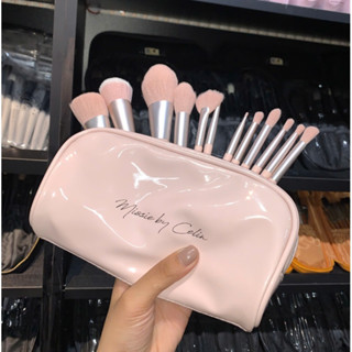 Bộ Cọ Trang Điểm Celin 12 Cây, Cọ Màu Hồng, Đen Mềm Mịn Bám Phấn Cao Cấp Kèm Túi