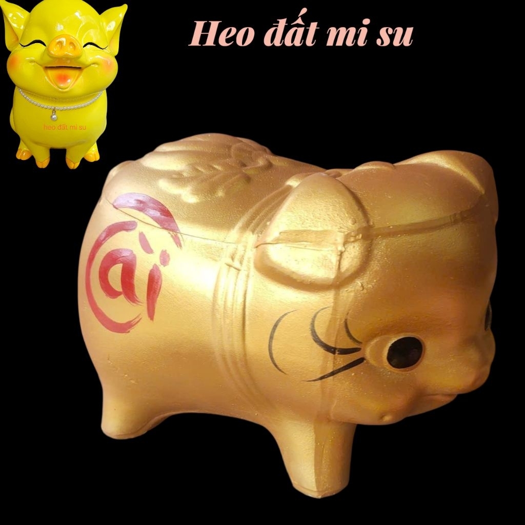 heo đất tiết kiệm HEO ĐẠI VÀNG TÀI LỘC KHÔNG KIM TUYẾN (dài 28 cm cao 15 cm)