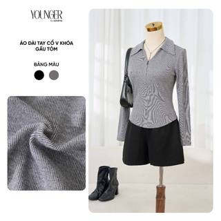  Áo nỉ nữ YOUNGER BY CARDINA vải nỉ dài tay cổ V khóa gấu tôm 5YANF02 