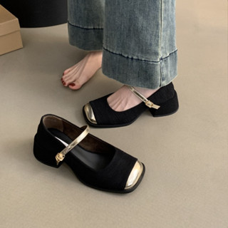 SẴN Giày cao gót big size 40 - 42 phong cách mary jane 2024, gót vuông 5cm