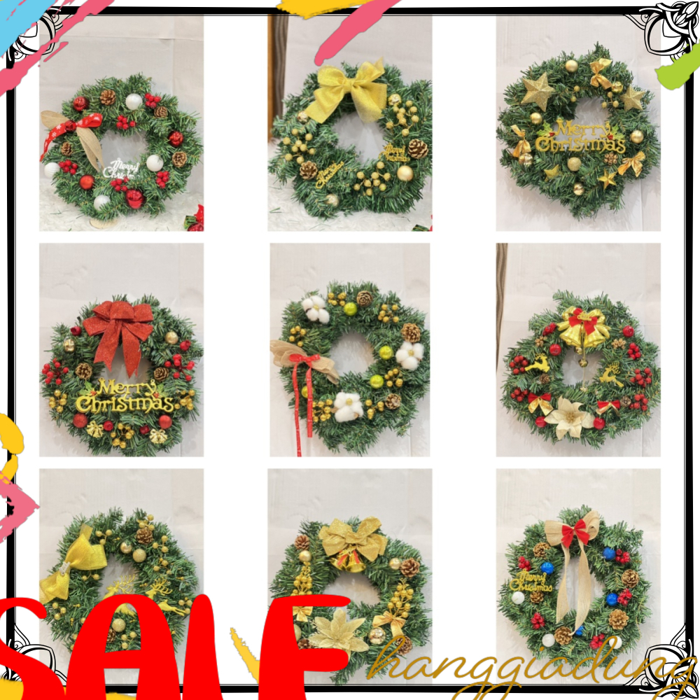 [Tặng Đèn] Vòng Hoa Noel Vòng Nguyệt Quế 30CM Mã G01/G02/G03/G16 Treo Trang Trí Noel Giáng Sinh Hand