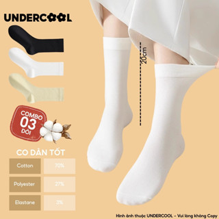  Combo 3 Đôi Vớ Tất Cổ Cao Nữ UNDERCOOL Chất Cotton Co Giãn Tốt Thấm Hút Mồ Hôi Tốt  Vớ Trơn  CB-TC93 