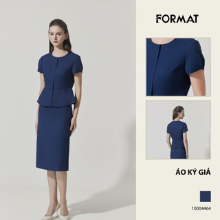Áo ký giả nữ Format 10004464  thô Trâm cài cổ tròn