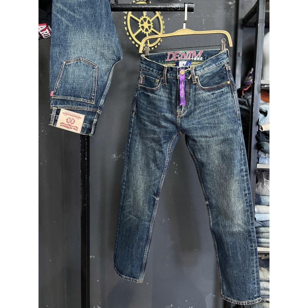 [K3 STORE VN][5KM] Quần Jean Nam Màu Xanh Was Form Ống Suông Chất Denim Không Co Giãn Selvedge J3980