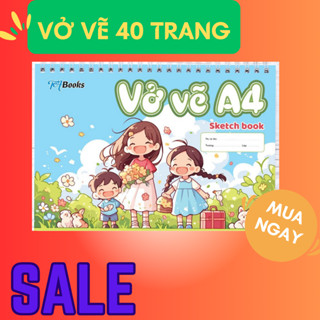 Vở Vẽ A4 40 Trang - Sổ Vẽ Lò Xo A4 Giấy 100gsm Dùng Cho Bé