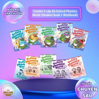Sách - Combo 5 cấp độ Oxford Phonics World (Student book + Workbook) Tập 1 2 3 4 5 (Có file nghe)