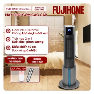 Máy sưởi gốm không khô da phun sương tạo ẩm nhập khẩu FUJIHOME quạt sưởi ấm phòng 20m2 điều khiển từ xa hẹn giờ tự ngắt 