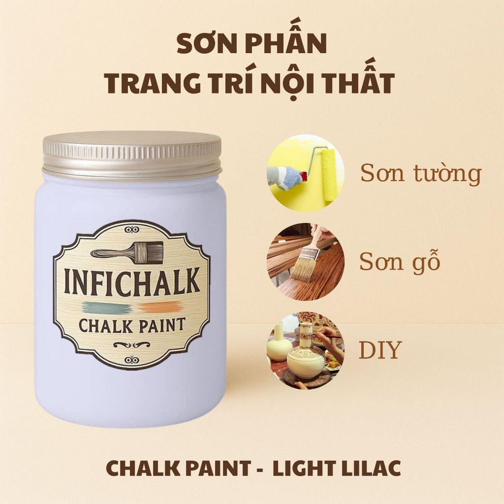 Sơn Phấn Eco (Chalk Paint) Hệ Nước Không Mùi, Màu Light Lilac