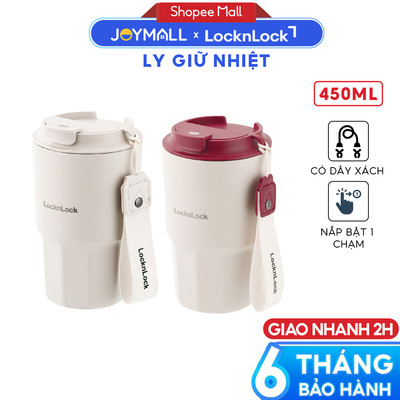 Ly Giữ Nhiệt LocknLock Vacuum Coffee LHC4340 450ml , Hàng Chính Hãng, Có Dây Xách - JoyMall