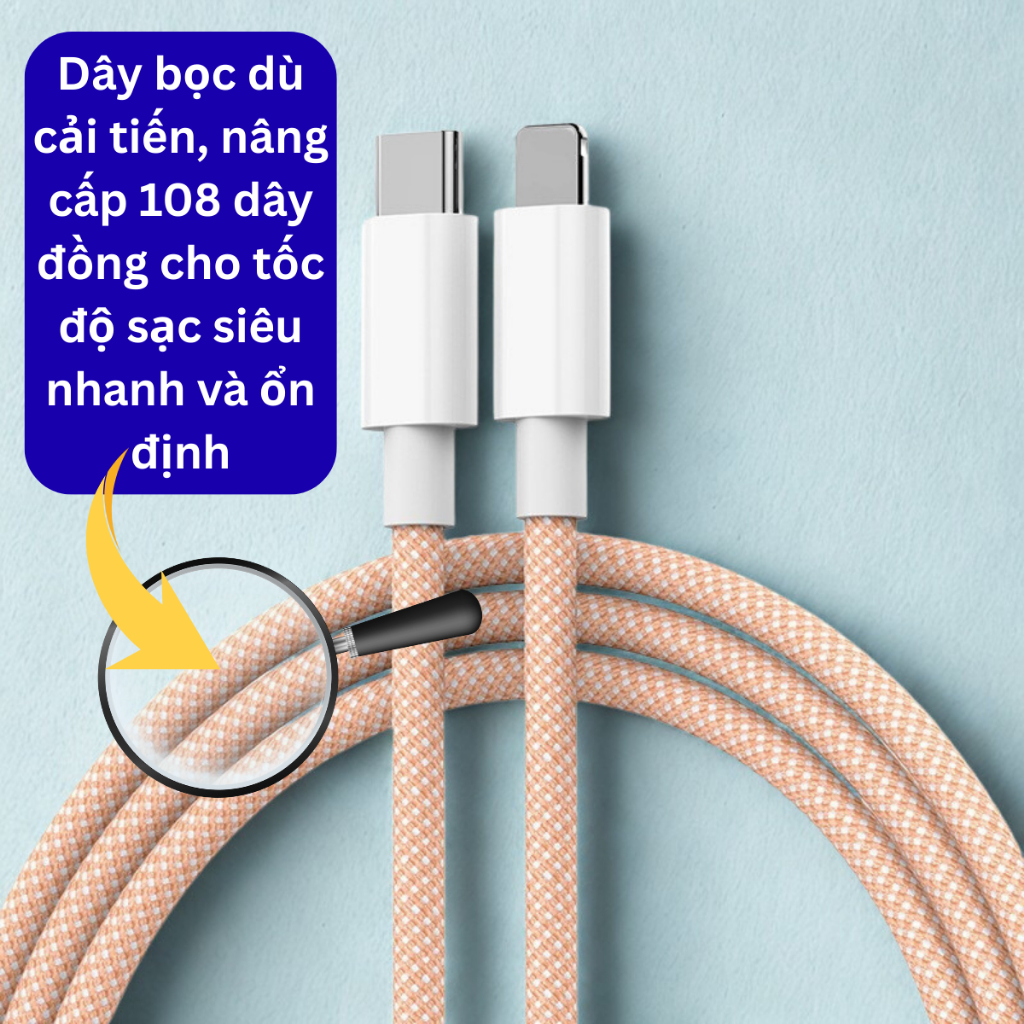 Cáp Sạc Nhanh PD 20w Dài 2M, 1M Dây Sạc Nhanh Dù Chống Đứt Dùng Cho Củ Cạc Nhanh ip Type C To Light | BigBuy360 - bigbuy360.vn
