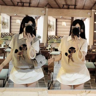  Áo len sát nách áo ghile thêu ngựa xù 