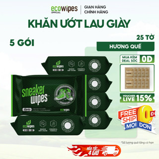 Combo 05 gói khăn lau giày thể thao cấp tốc Sneaker EcoWipes gói 25 tờ hương quế khử mùi