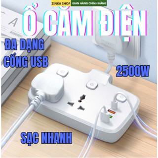 Ổ Cắm Điện Đa Năng 2500W – Công Suất Lớn, Sạc Nhanh, An Toàn, Tiện Ích Cho Mọi Không Gian ZINKA OFFICIAL