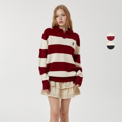 Áo Len WHO.A.U Steve Open Collar Stripe Pullover (U)_WHKAF4923U