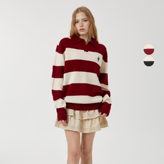  Áo Len WHO.A.U Steve Open Collar Stripe Pullover  U _WHKAF4923U 