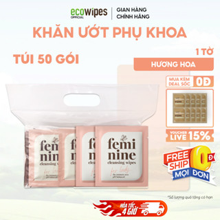 TIẾT KIỆM HƠN_Túi 50 gói khăn giấy ướt vệ sinh phụ nữ EcoWipes hương hoa khăn ướt phụ khoa