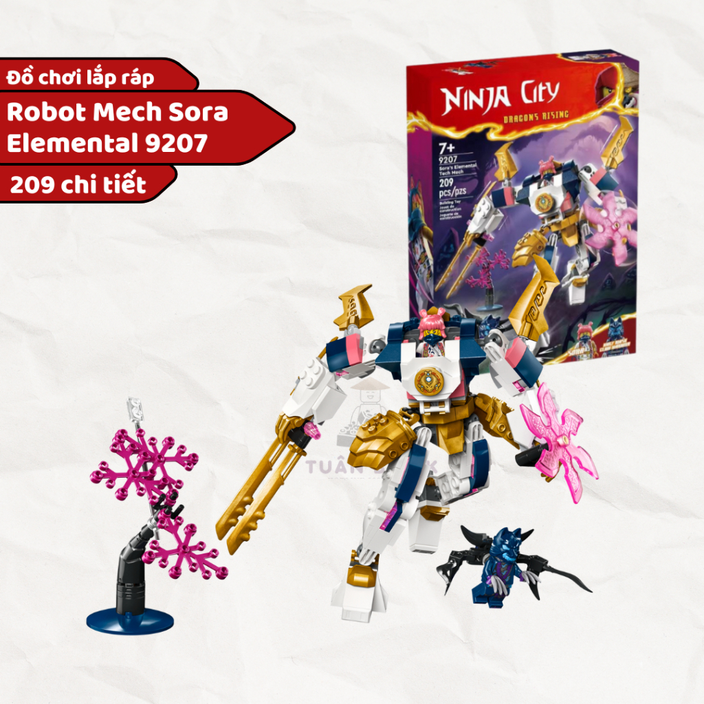 (Tặng 1 mini ninjago) Bộ Đồ Chơi lắp ráp Ninjago Robot Mech Sora Elemental với 209 chi tiết mã 9207