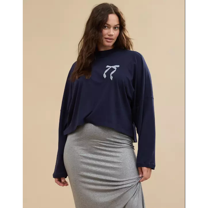 Áo thun dài tay nữ Aerie Cozy Mockneck