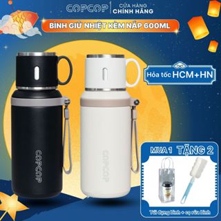 Bình giữ nhiệt kèm nắp uống COPCOP, ly giữ nhiệt 600ml inox 316 chống han rỉ an toàn, giữ nhiệt 24h.