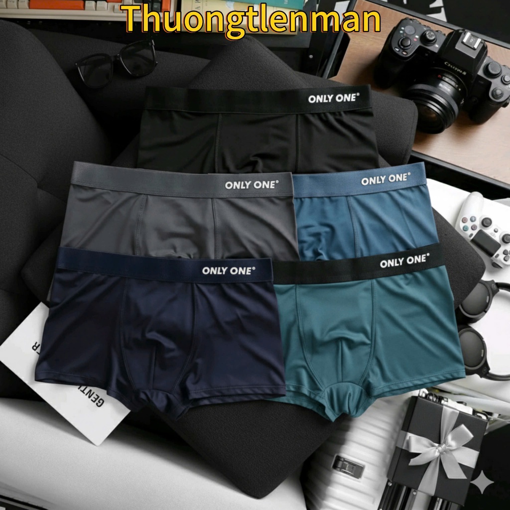 Quần Lót Nam [ COMBO 4C] ONLY – Set 5 Boxer Nam Thun Lạnh Thoáng Khí, Co Giãn 4 Chiều