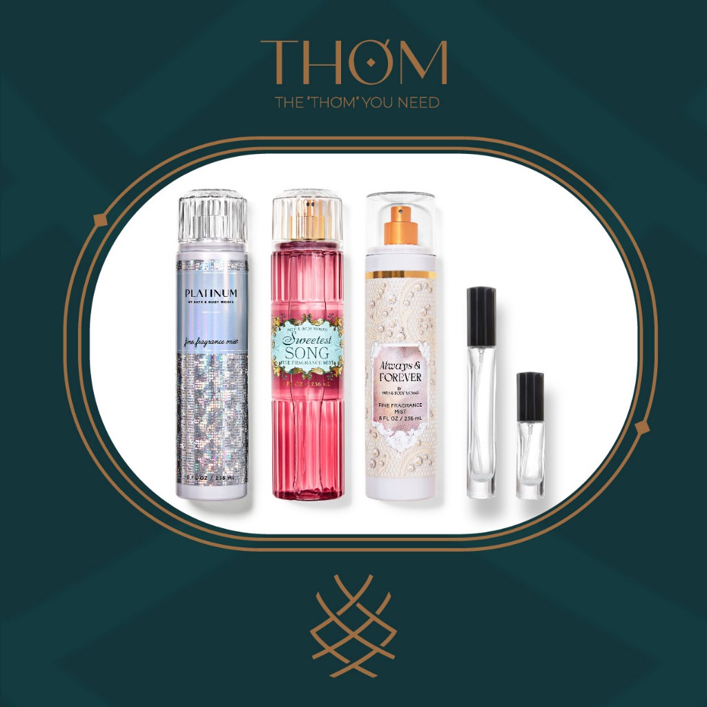 [5ML 10ML 33ML] PLATINUM | SWEETEST SONG | ALWAYS & FOREVER | Xịt Thơm Body Mist Bath & Body Works