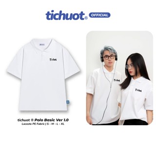 Áo polo nam nữ trơn màu trắng local brand Ti:out, Áo polo basic unisex tay lỡ form rộng - Tí Chuột Studio