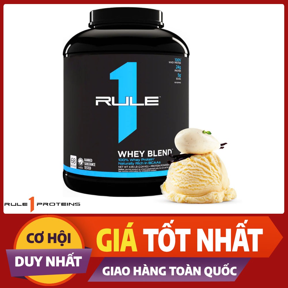 Rule 1 Whey Blend 5lbs (2.27kg) – VỊ VANILLA Whey Protein Isolate & Concentrate, Tăng Cơ Hiệu Quả