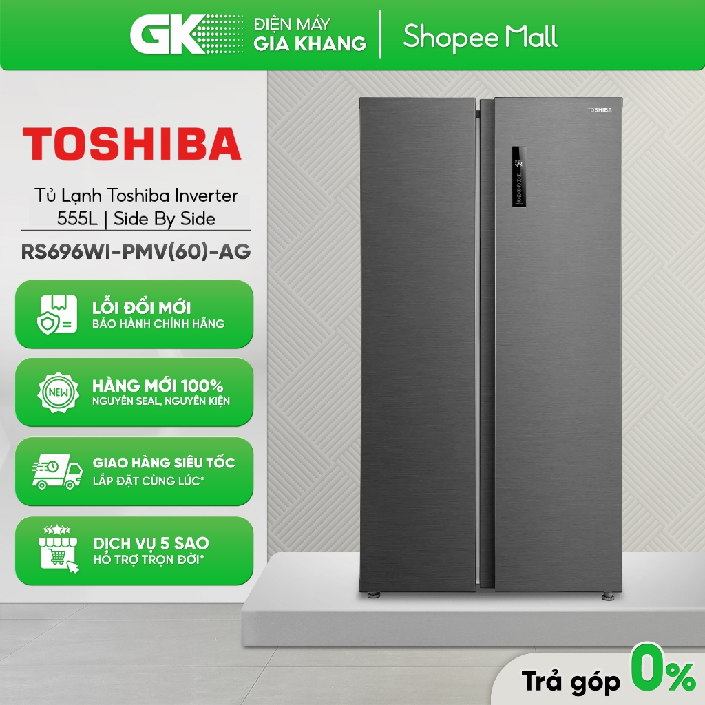 GR-RS696WI-PMV(60)-AG - Tủ Lạnh Toshiba Inverter 555 Lít Side By Side [Freeship HCM]